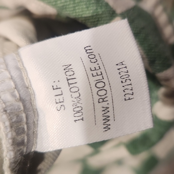 EUC Roolee Green and Cream Checkered Cotton Jumpsuit w/pockets No Sz Tag XS - Picture 7 of 8